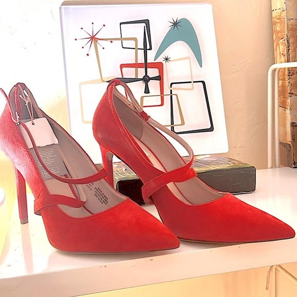 NWT,H&M Nova Stiletto Heels,Tangerine Red,Sexy Crisscross Straps, Size US 8.5 - Picture 9 of 10